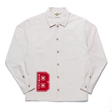 Twill Letterman Shirt- Whitecap